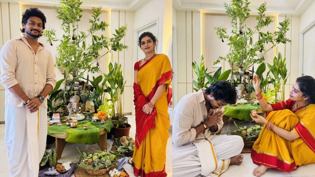 Shanmuk Jaswanth : పెళ్లి తర్వాత మొదటి వినాయకచవితి.. భార్యతో షణ్ముఖ్ జస్వంత్ పూజ.. ఫొటోలు..