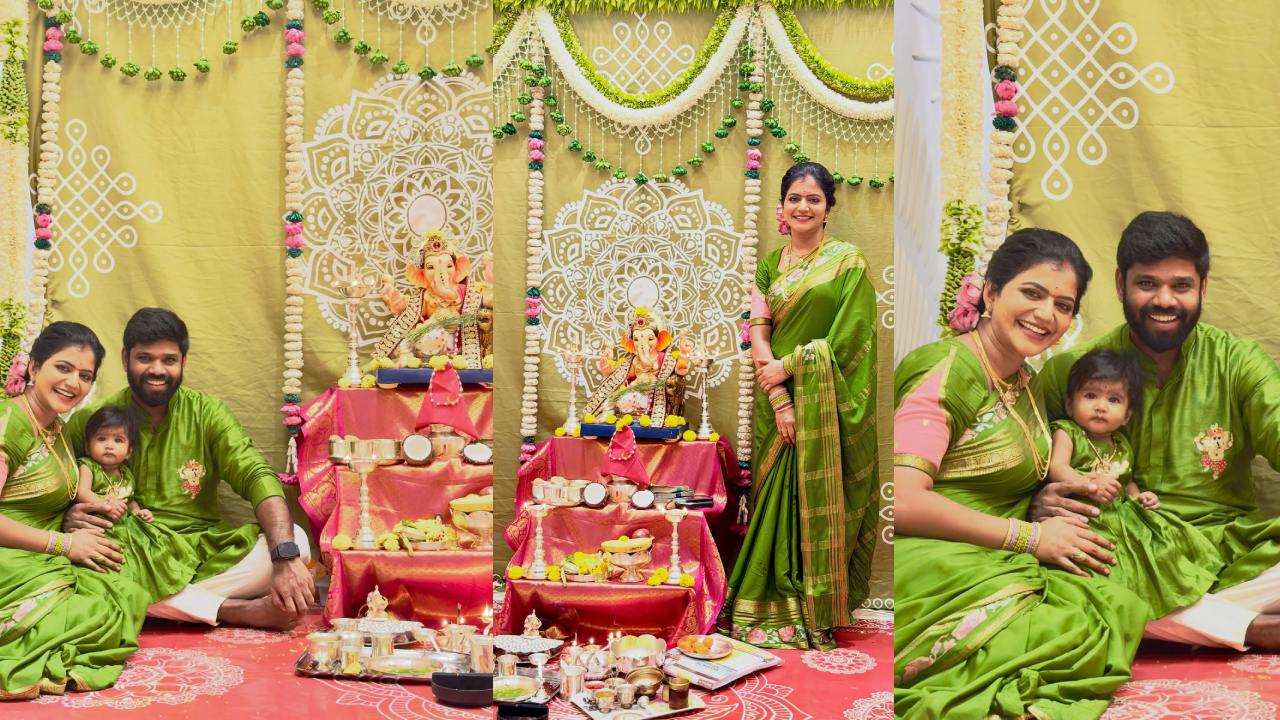 Shiva Jyothi : ఫ్యామిలీతో కలిసి యాంకర్ శివజ్యోతి వినాయక చవితి సెలబ్రేషన్స్.. ఫొటోలు వైరల్..