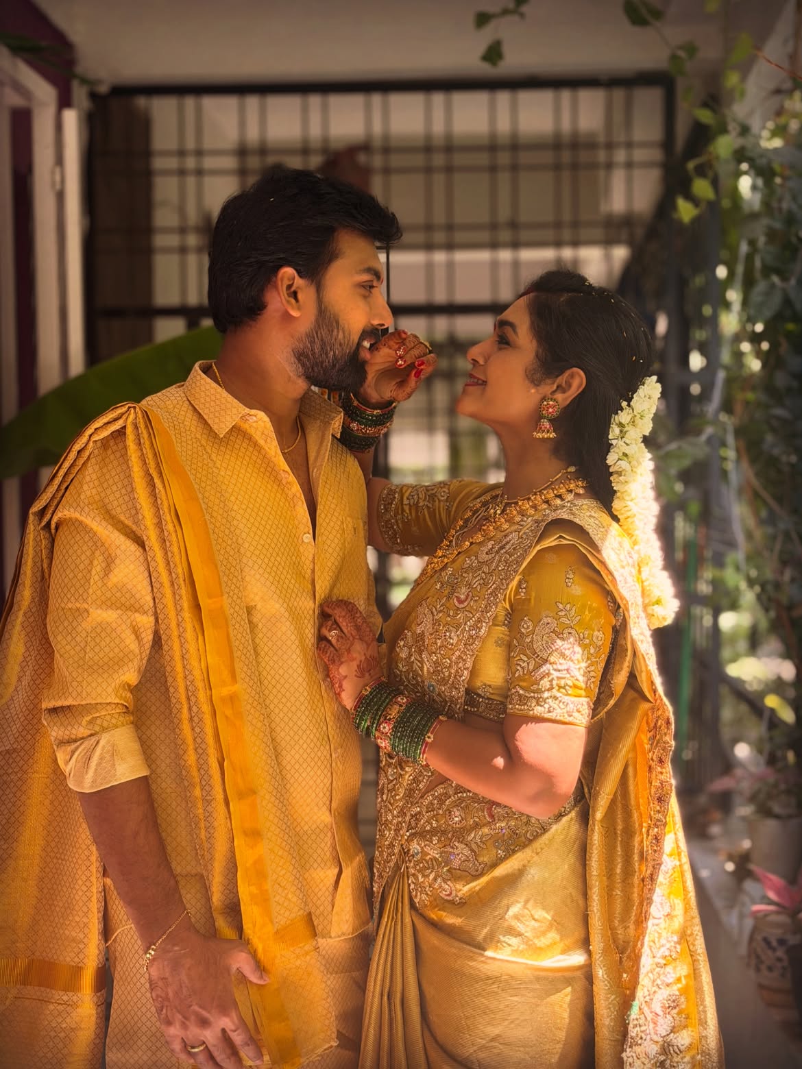 Serial Actress Sireesha Satyanarayana Swami Vratham with Husband Actor Mahendra