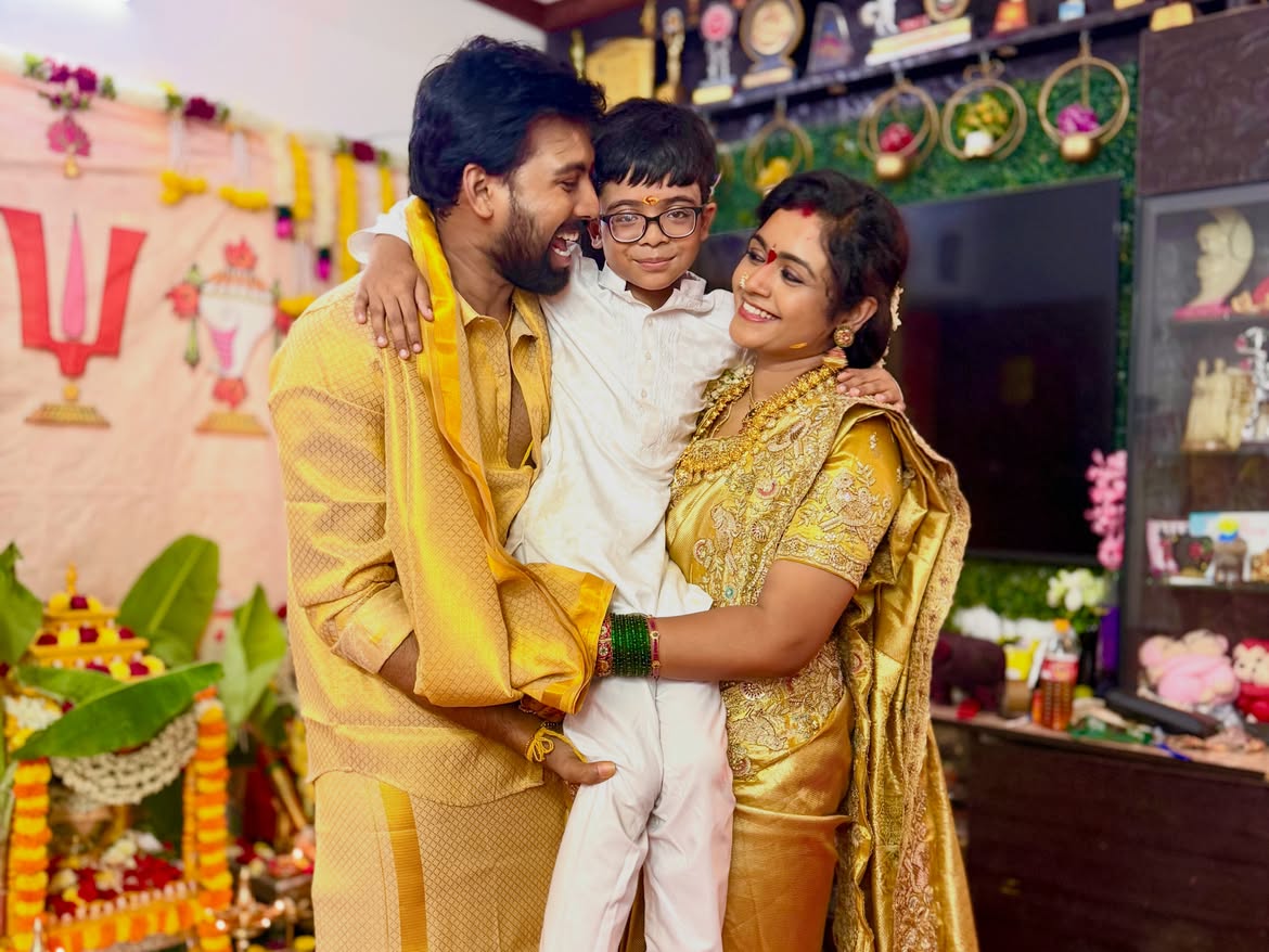 Serial Actress Sireesha Satyanarayana Swami Vratham with Husband Actor Mahendra