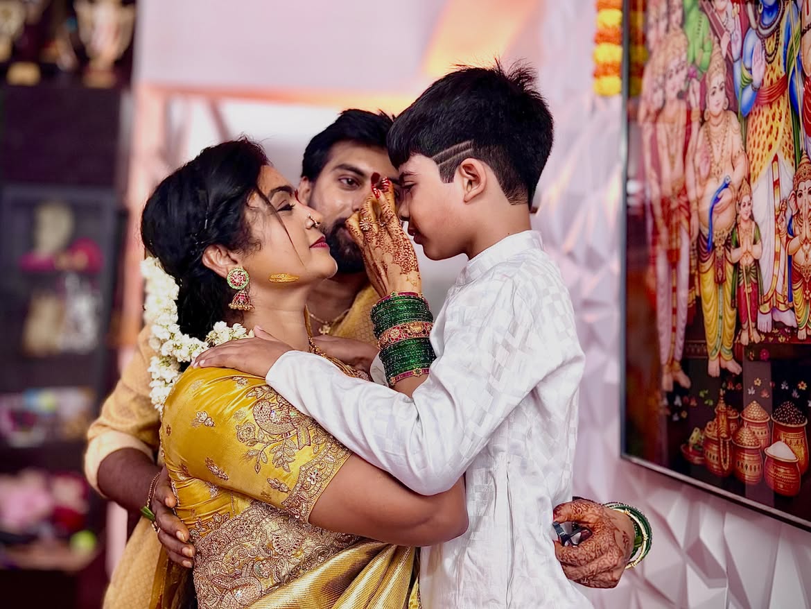 Serial Actress Sireesha Satyanarayana Swami Vratham with Husband Actor Mahendra
