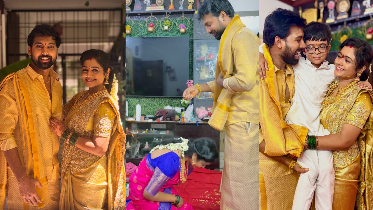 Serial Actress Sireesha : పెళ్లి తర్వాత భర్తతో సత్యనారాయణస్వామి వ్రతం.. సీరియల్ నటి శిరీష్ ఫొటోలు..
