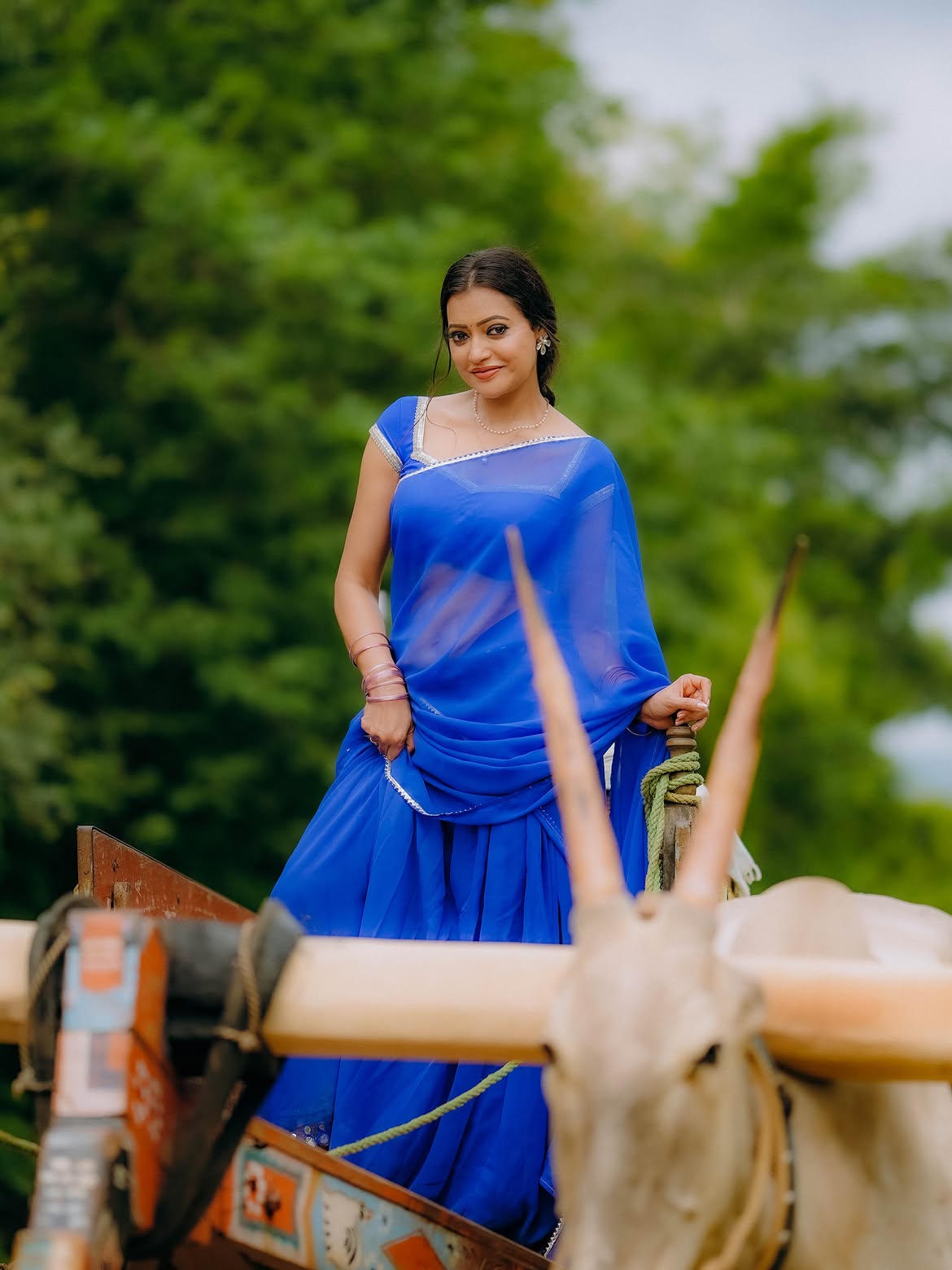 Sowmya Rao Photos on Bullock Cart