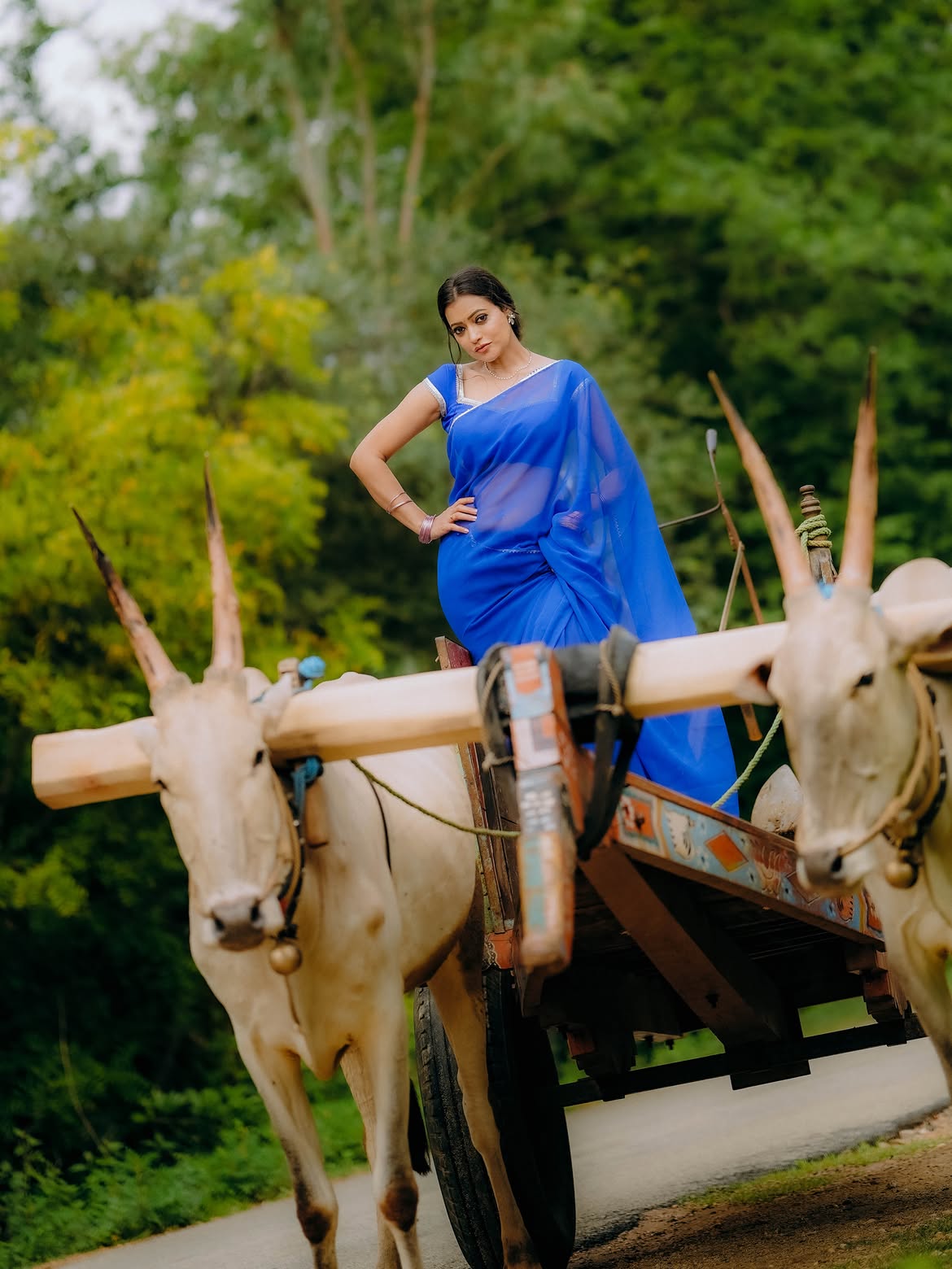 Sowmya Rao Photos on Bullock Cart