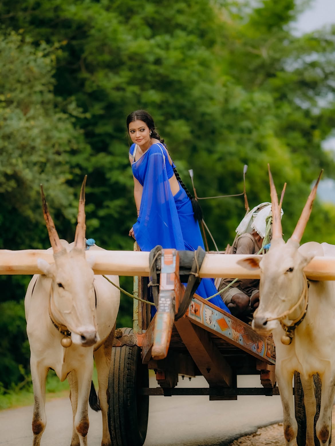 Sowmya Rao Photos on Bullock Cart