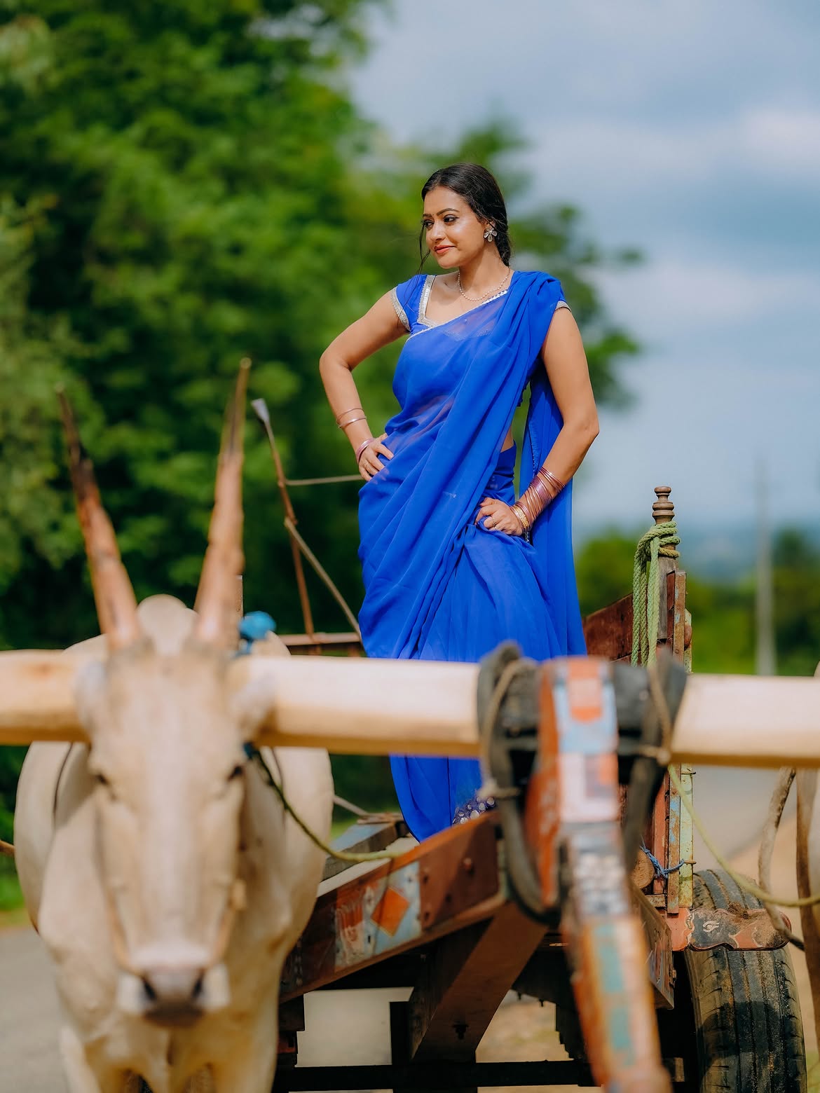 Sowmya Rao Photos on Bullock Cart