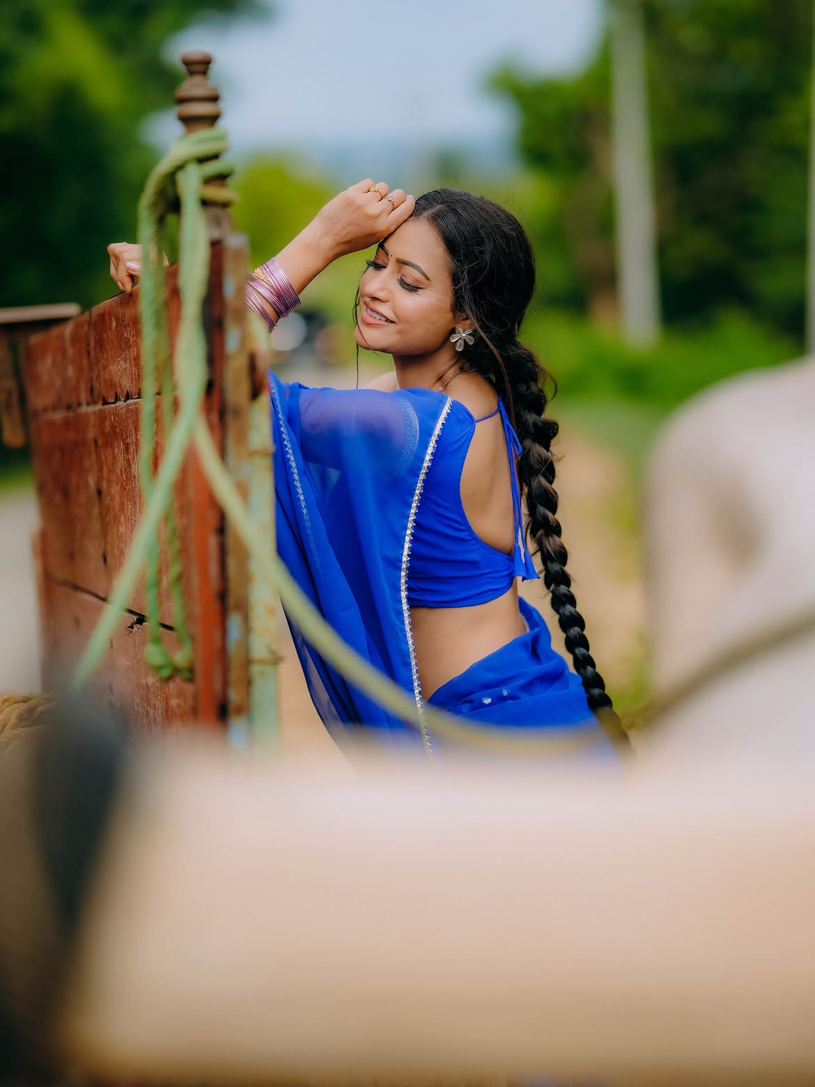 Sowmya Rao Photos on Bullock Cart