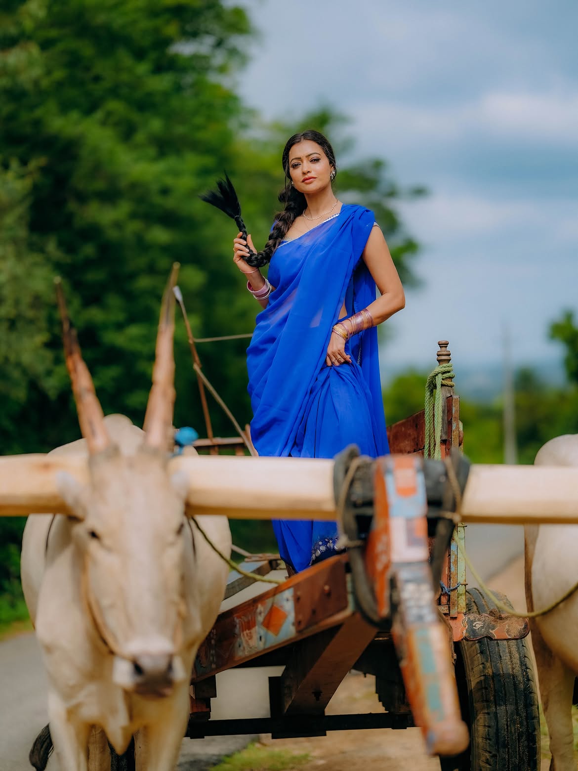 Sowmya Rao Photos on Bullock Cart