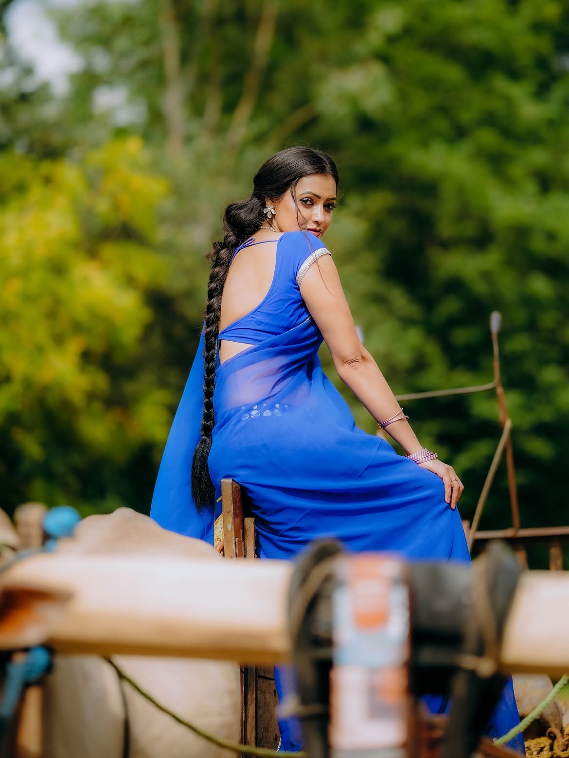 Sowmya Rao Photos on Bullock Cart