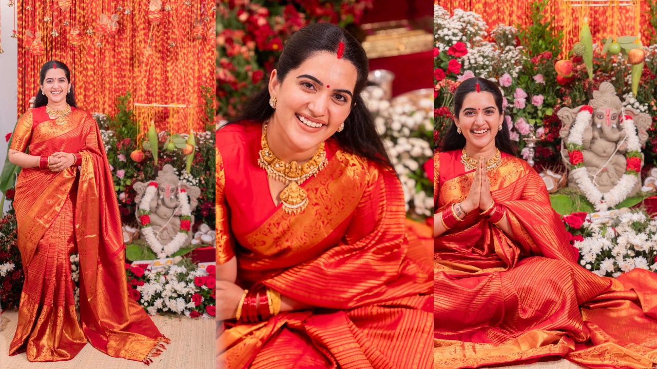 Sravanthi Chokarapu : యాంకర్ స్రవంతి వినాయక చవితి సెలబ్రేషన్స్.. ఫొటోలు..