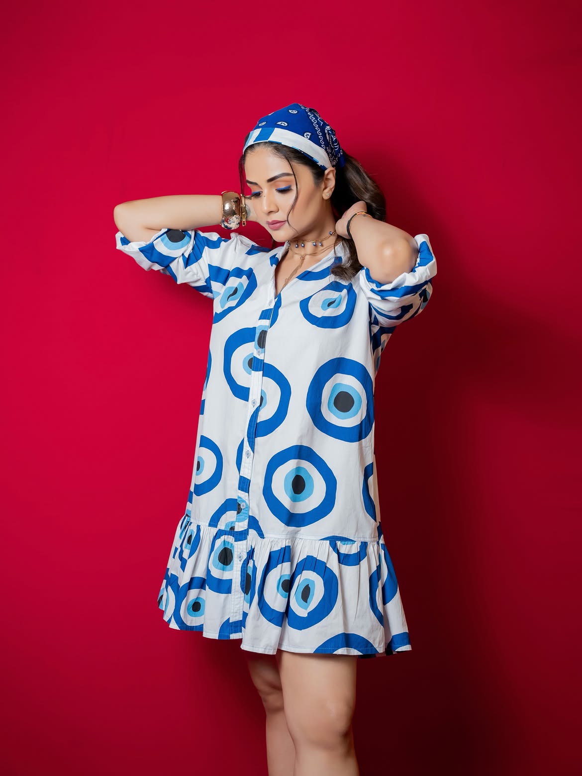 Anchor Sreemukhi Poses in Gown