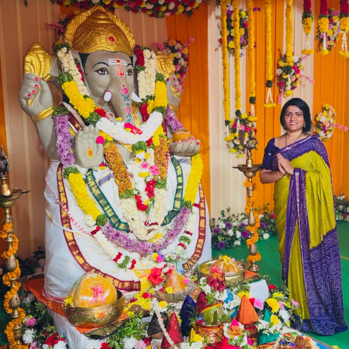 Getup Srinu Wife Sujatha Srinivas Participated in Maha Lakshmi Ganapathi Homam