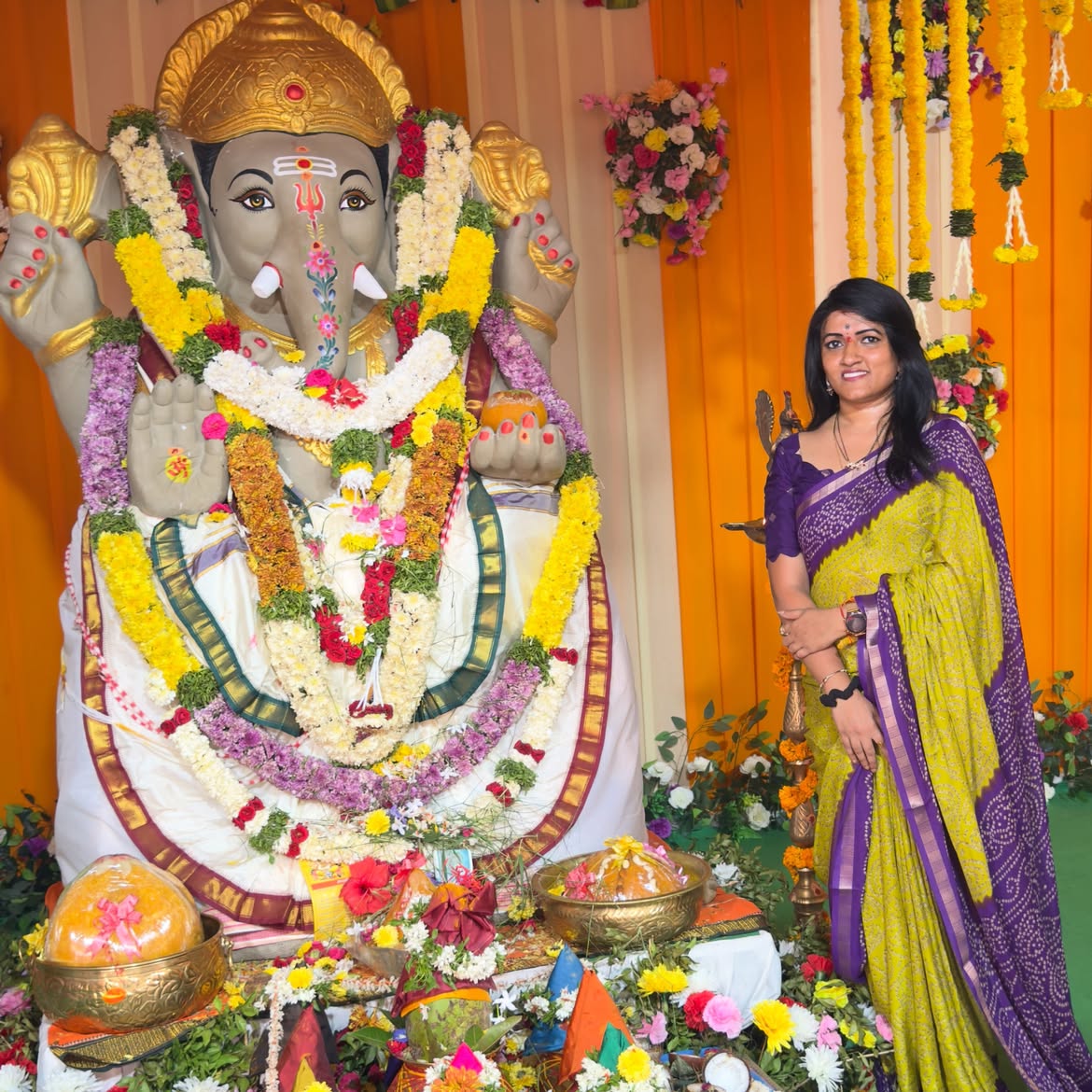Getup Srinu Wife Sujatha Srinivas Participated in Maha Lakshmi Ganapathi Homam