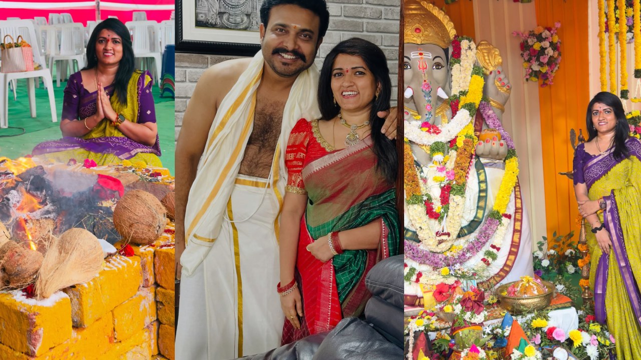 Getup Srinu Wife : మహాలక్ష్మి గణపతి హోమంలో పాల్గొన్న గెటప్ శ్రీను భార్య.. ఫొటోలు..