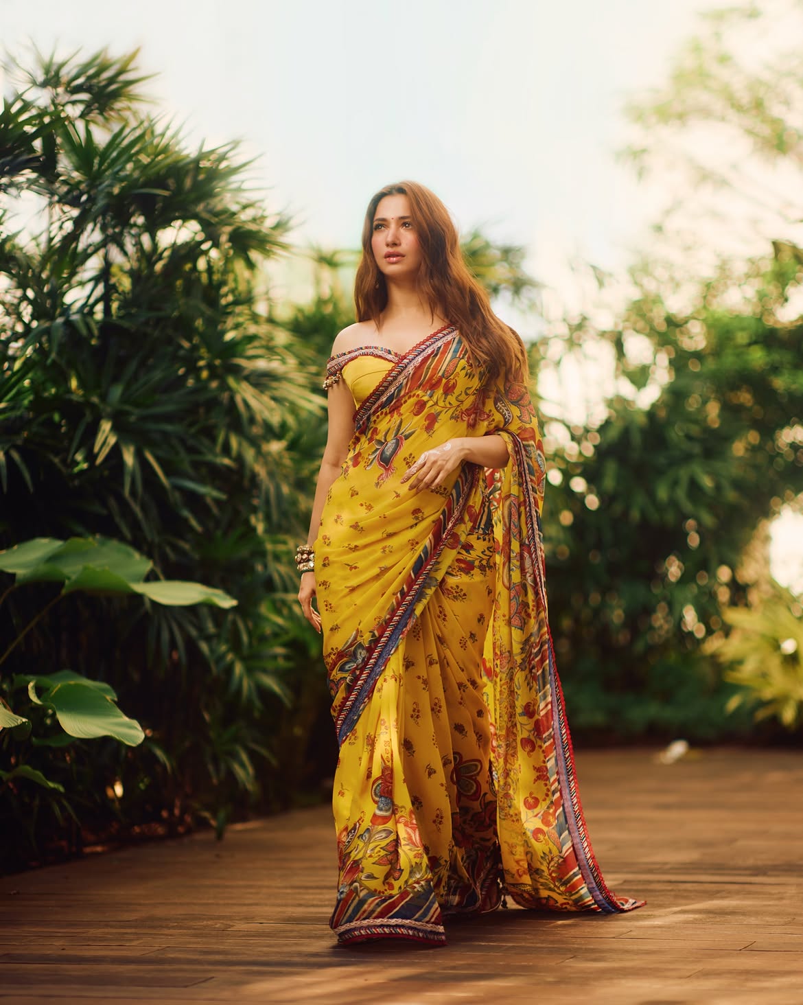 Tamannaah Bhatia Shines in Yellow Saree