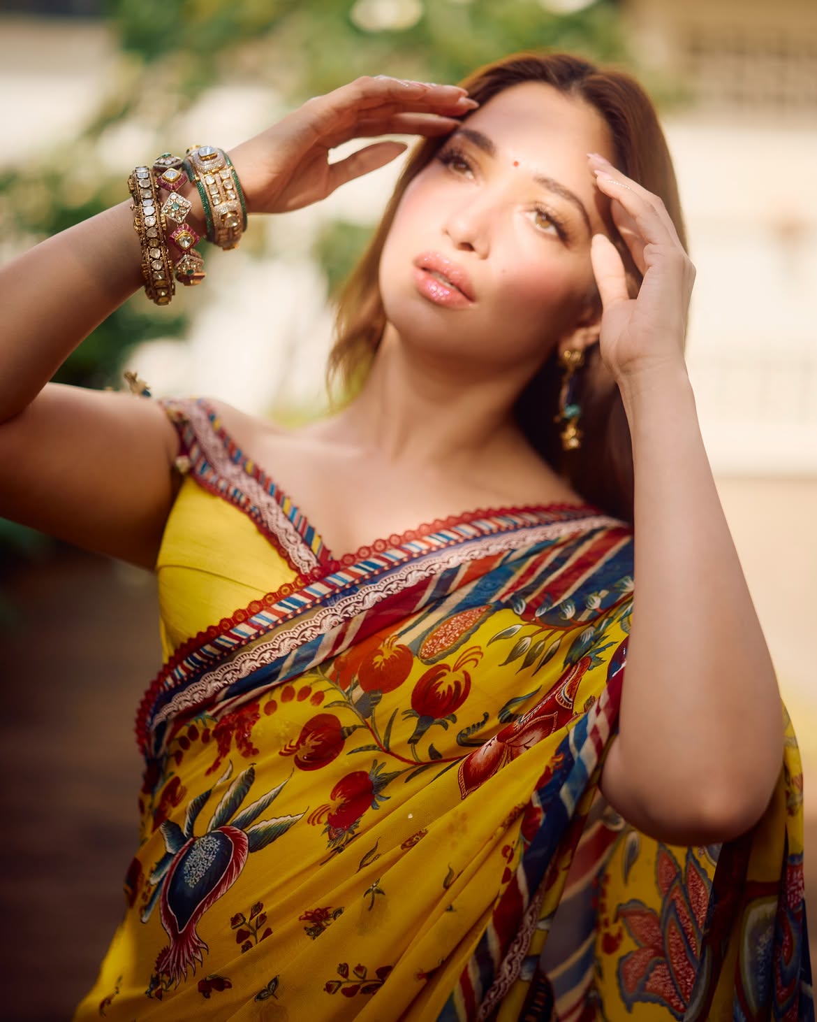 Tamannaah Bhatia Shines in Yellow Saree