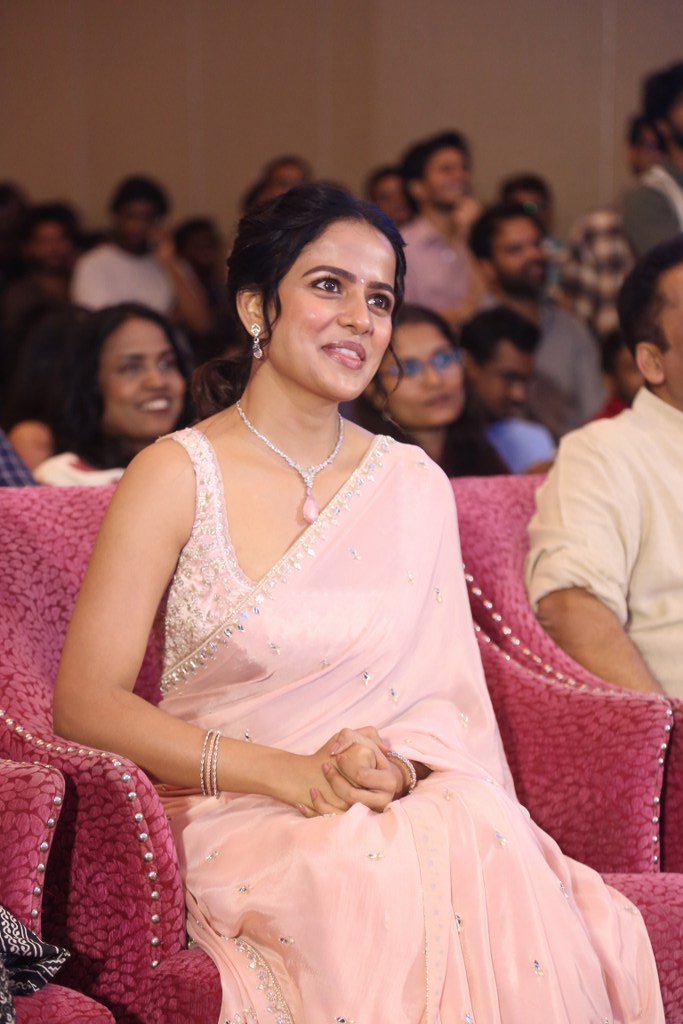Vaishnavi Chaitanya Shines in Saree at Epic Trailer Launch Event