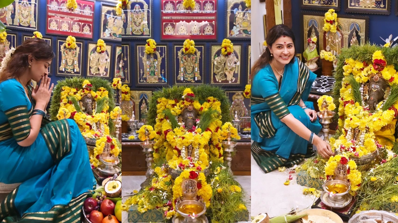 Sneha : ఇంట్లో వినాయక పూజ చేసిన హీరోయిన్.. ఫోటోలు వైర‌ల్..