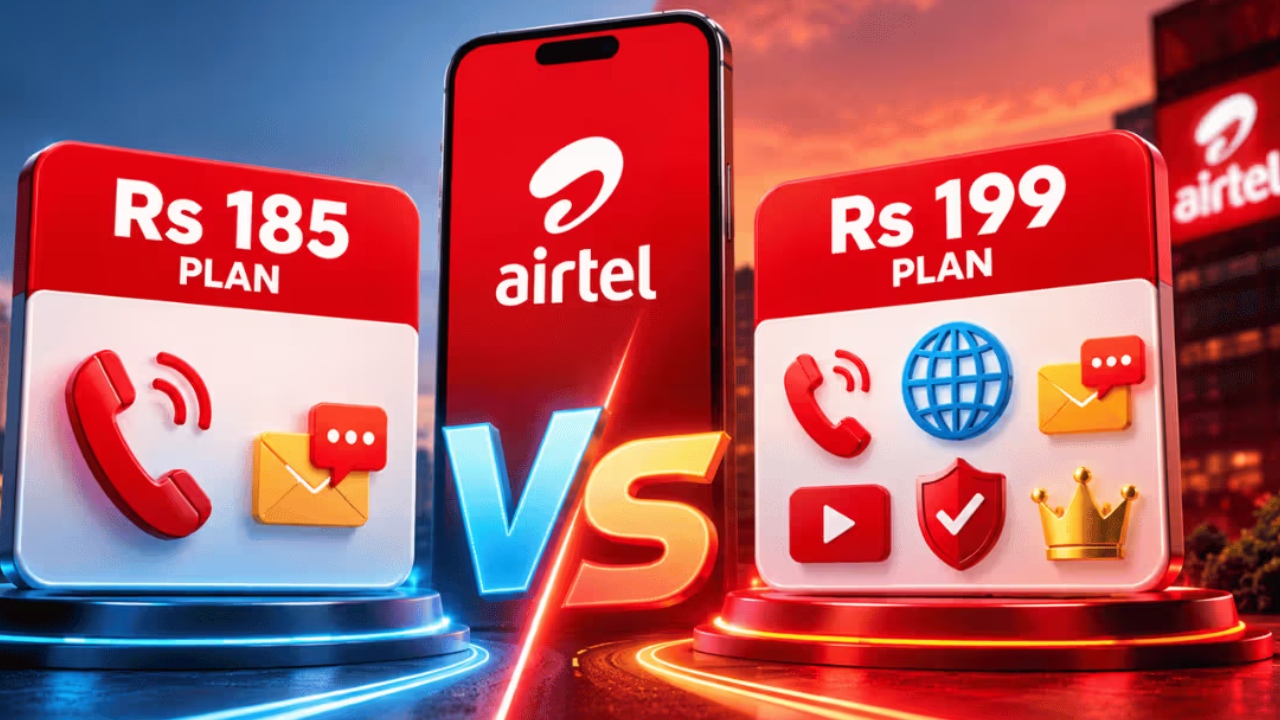 Airtel Rs 199 vs Rs 185 Plan :  ఎయిర్‌టెల్ రూ.185 రీఛార్జ్ బెటరా? రూ.199 ప్లాన్‌ బెటరా? ఏ ప్లాన్‌తో ఎక్కువ బెనిఫిట్స్..!