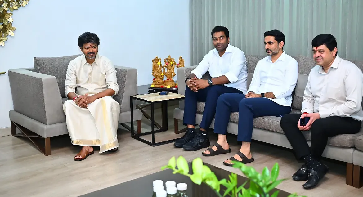 Tamilnadu CM Vijay Meets AP CM Chandrababu Naidu and Nara Lokesh