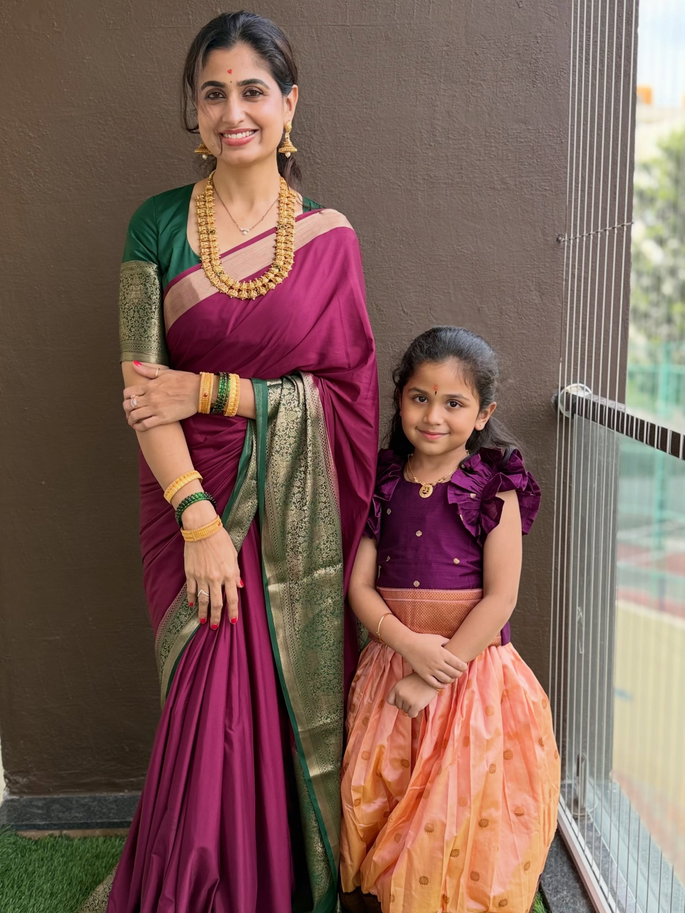 Bigg Boss Chaithra Rai Dasara Special Photos with her Daughters