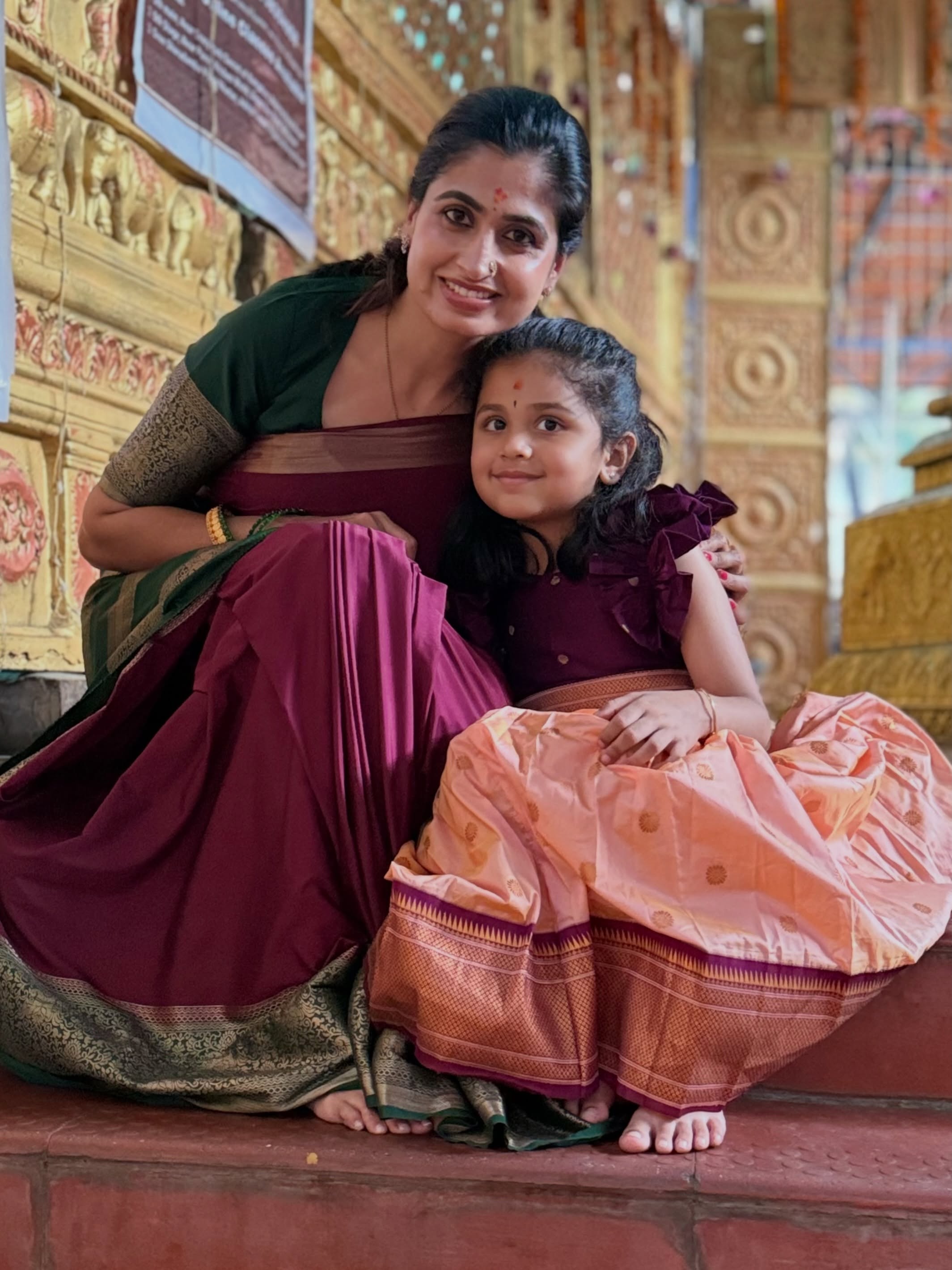 Bigg Boss Chaithra Rai Dasara Special Photos with her Daughters