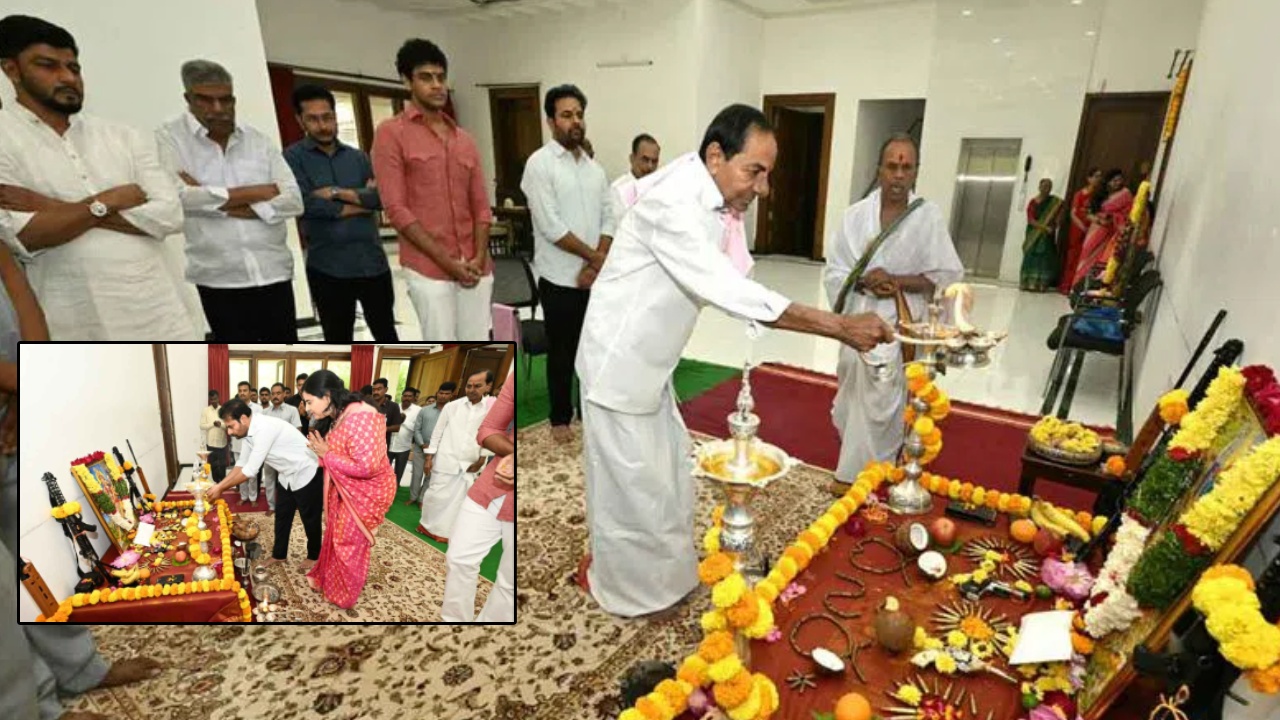 Dussehra Celebrations : కుటుంబ సభ్యులతో కలిసి దసరా వేడుకల్లో కేసీఆర్.. ప్రత్యేక పూజలు.. వీడియో