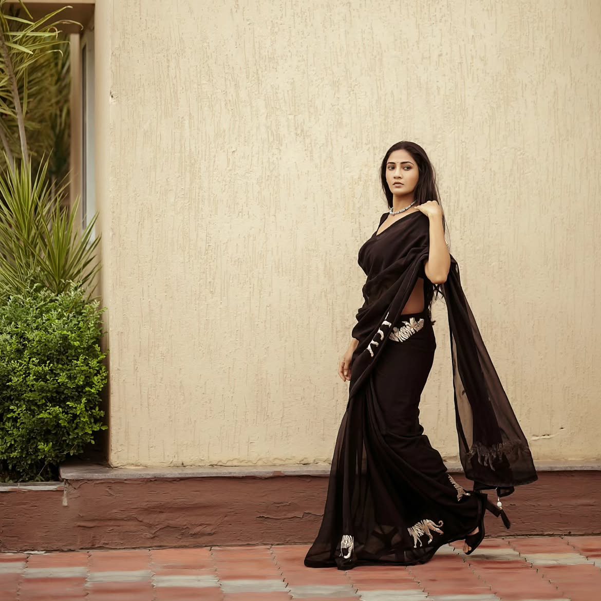 Gayathri Simhadri Stunning Looks in Black Saree