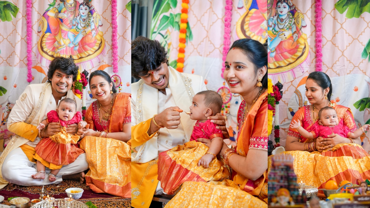 Kevvu Karthik : కెవ్వు కార్తీక్ కూతురు.. శ్రీక‌రి అన్న‌ప్రాస‌న‌.. ఫోటోలు వైర‌ల్‌..