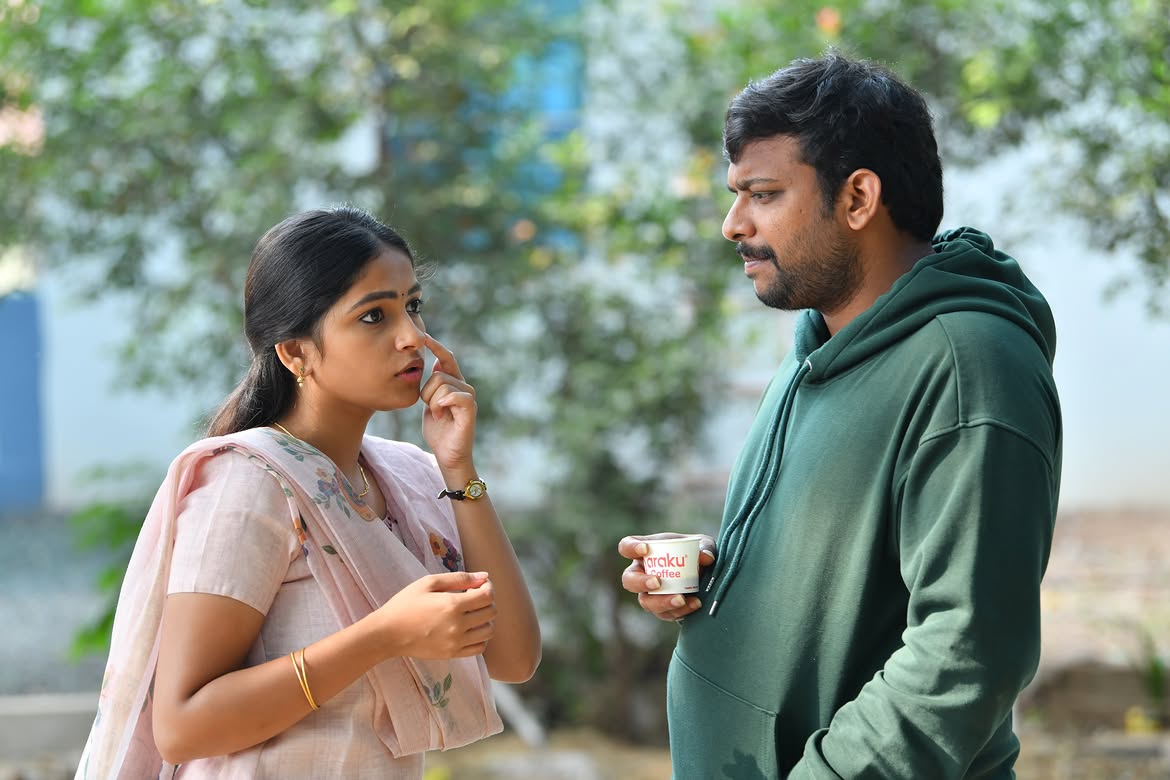 Nakshatra Shares Tella Kaagitham Working Stills