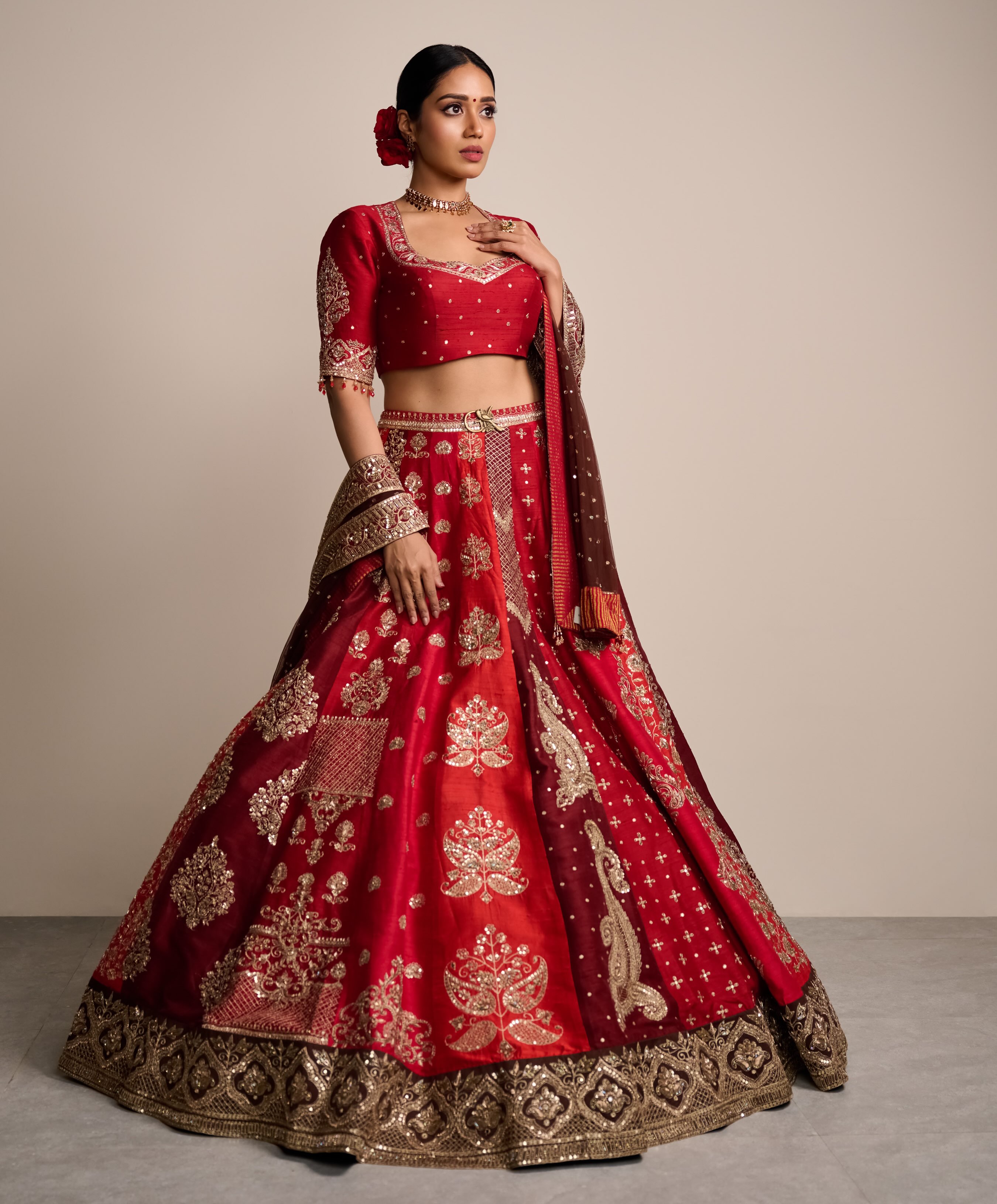 Nivetha Pethuraj Shines in Red Lehenga