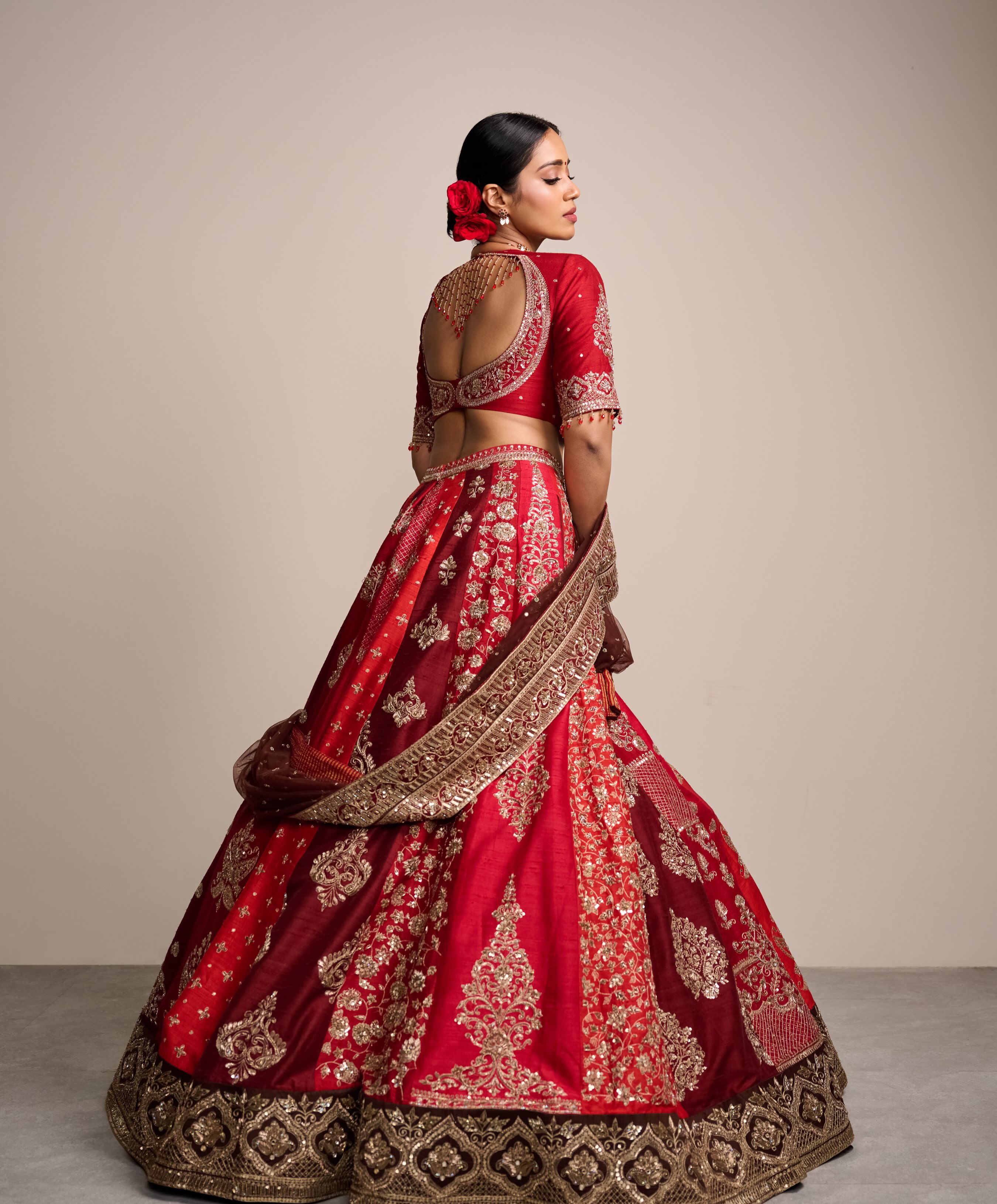 Nivetha Pethuraj Shines in Red Lehenga