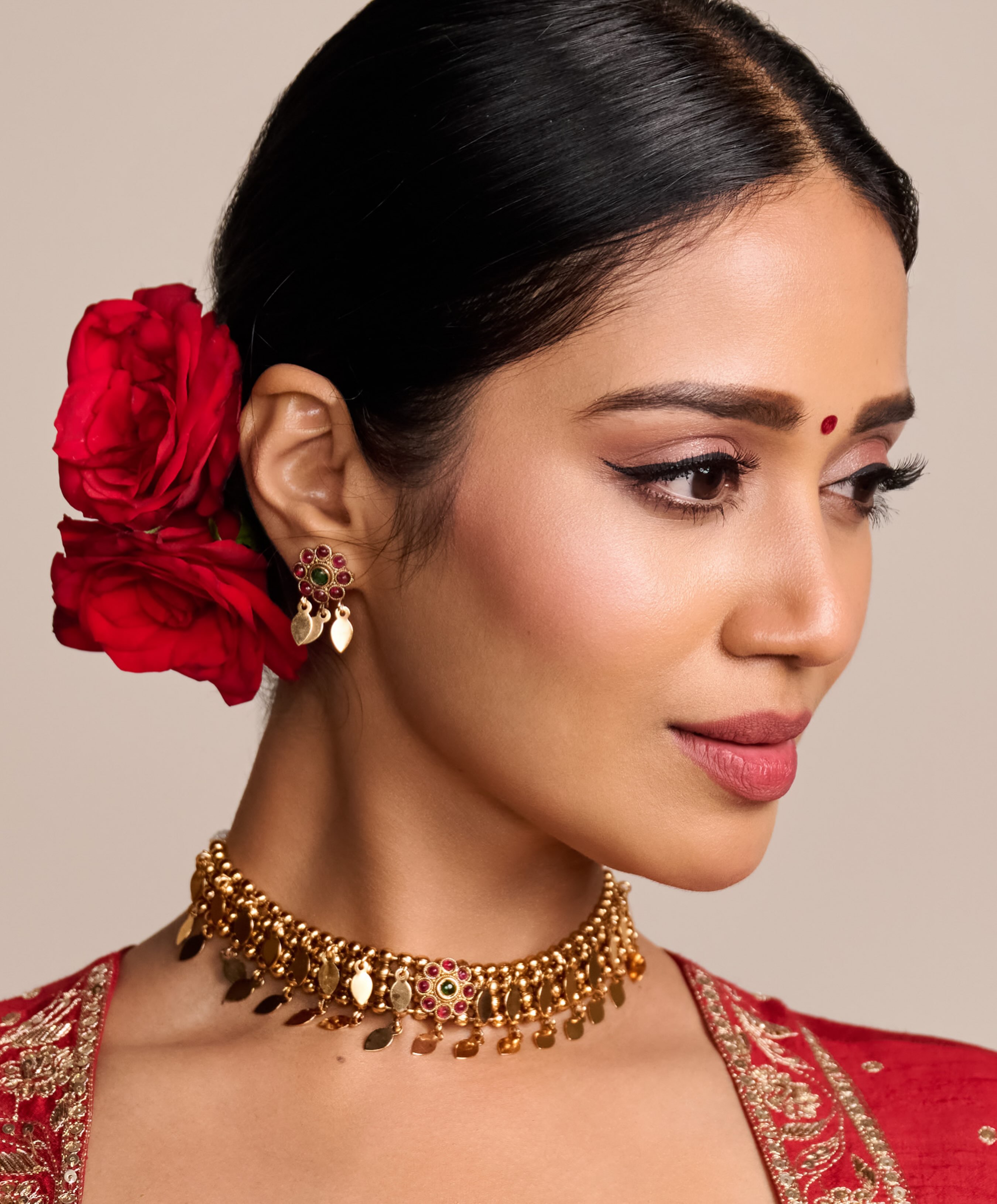 Nivetha Pethuraj Shines in Red Lehenga