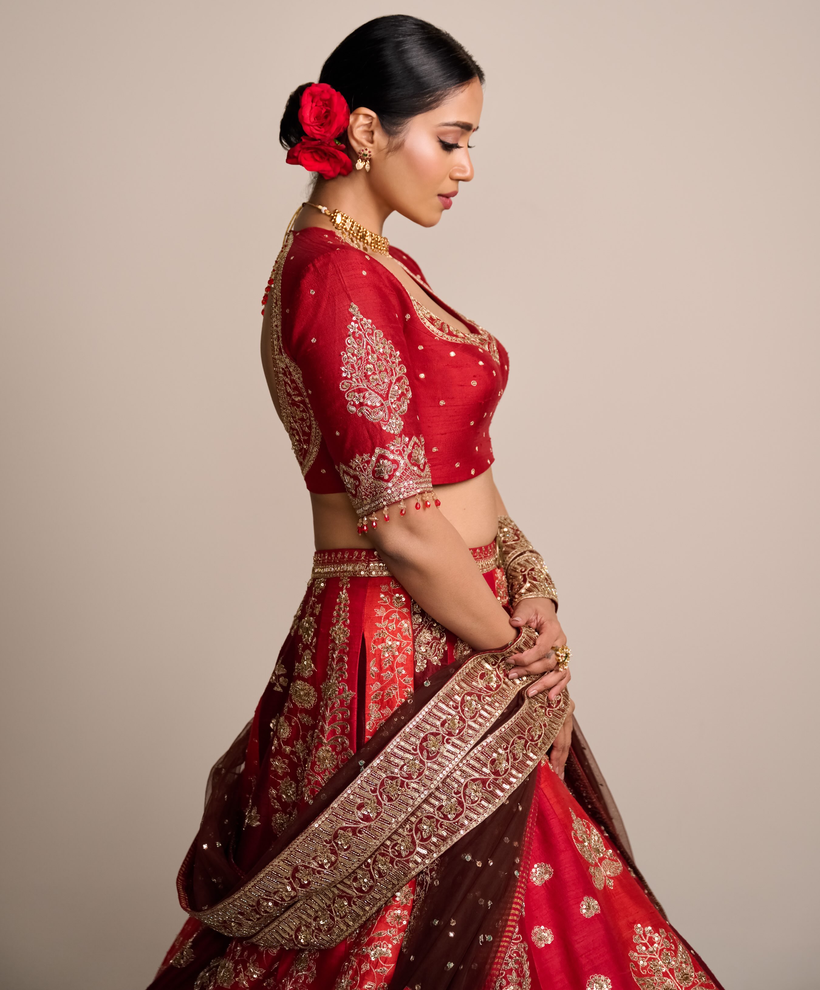 Nivetha Pethuraj Shines in Red Lehenga