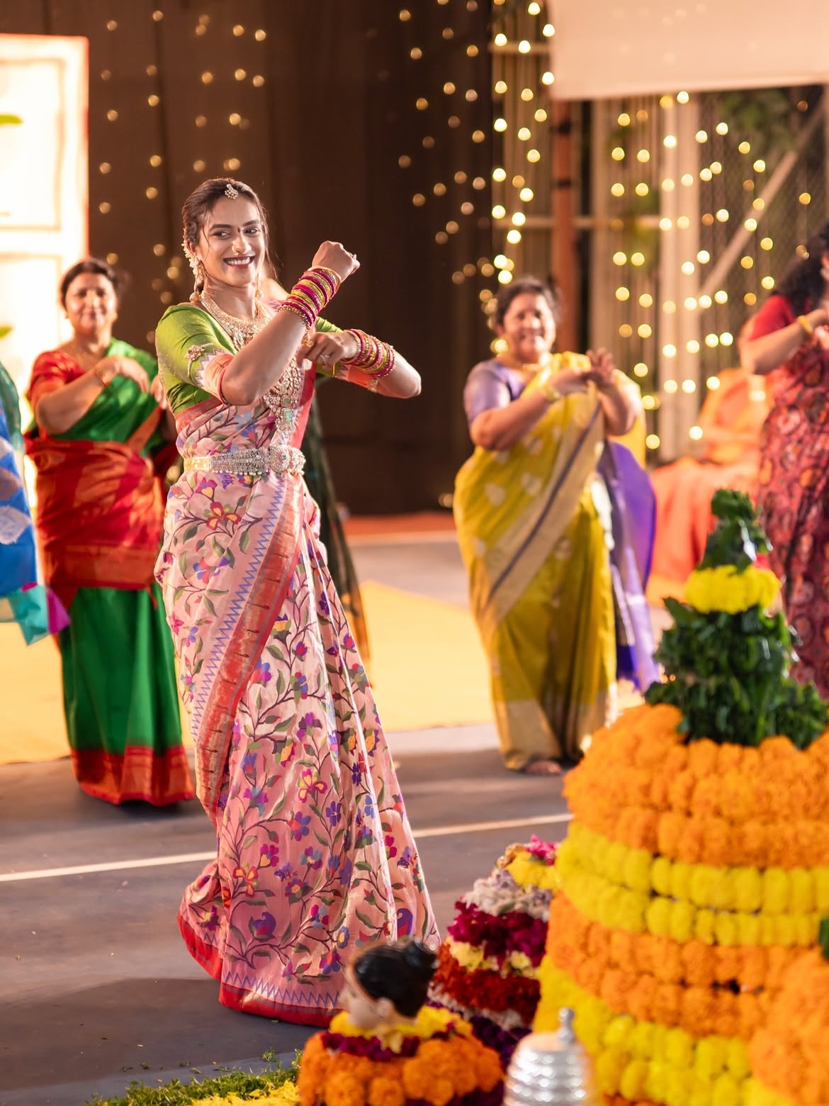 PV Sindhu Bathukamma Celebrations