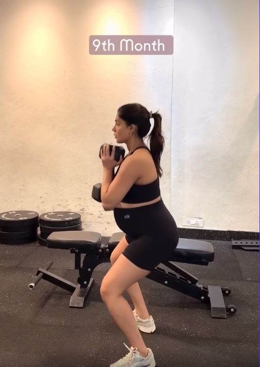 Samantha Exercise with 9th Month Baby Bump