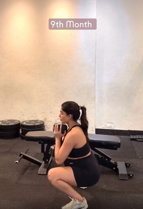 Samantha Exercise with 9th Month Baby Bump