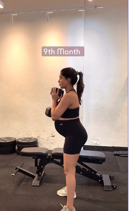 Samantha Exercise with 9th Month Baby Bump