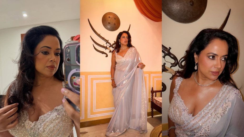 Sameera Reddy : 47 ఏళ్ళ వయసులో సమీరా రెడ్డి.. చీరలో మెరిపిస్తూ.. ఫొటోలు..