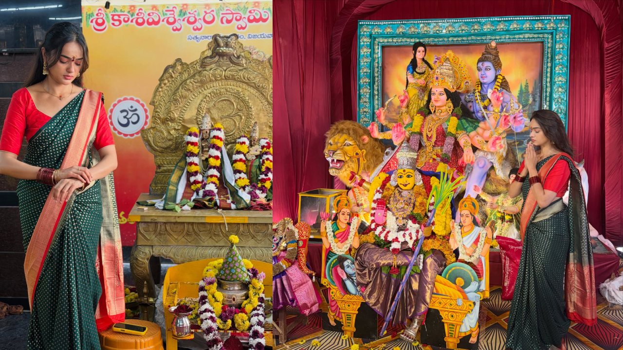 Sri Satya : దసరా స్పెషల్.. అమ్మవారి మండపంలో శ్రీ సత్య.. ఫొటోలు..