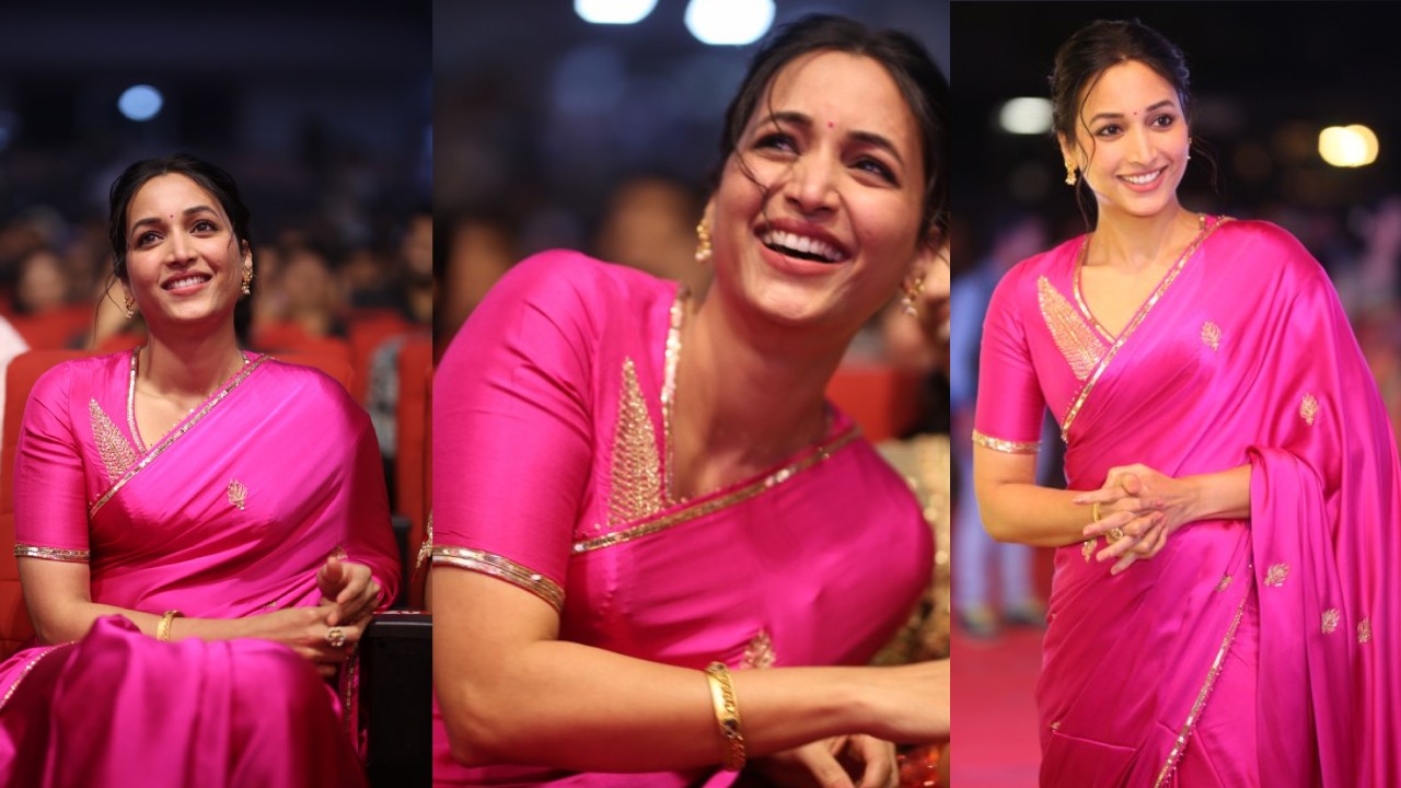 Srinidhi Shetty : ‘ఆదర్శ కుటుంబం’ ప్రీ రిలీజ్ ఈవెంట్.. పింక్ చీరలో శ్రీనిధి శెట్టి మెరుపులు..