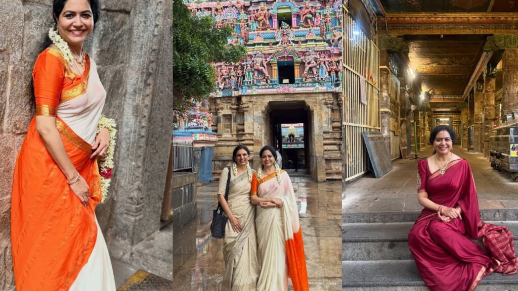 Singer Sunitha : తమిళనాడు ఆలయాల సందర్శనలో సింగర్ సునీత.. సాంప్రదాయ ఫోటోలు..