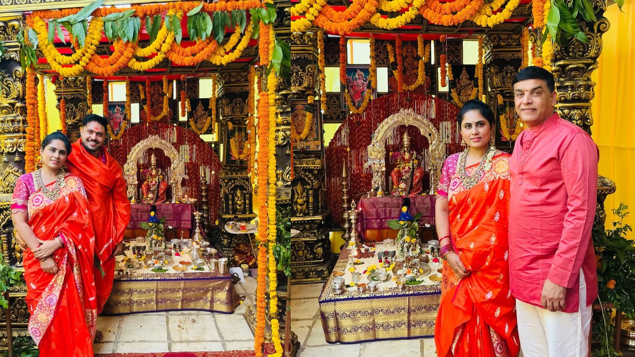 Tejaswini Vygha : దసరా పూజలు నిర్వహిస్తున్న దిల్ రాజు భార్య.. ఫ్యామిలీతో తేజస్విని ఫొటోలు..