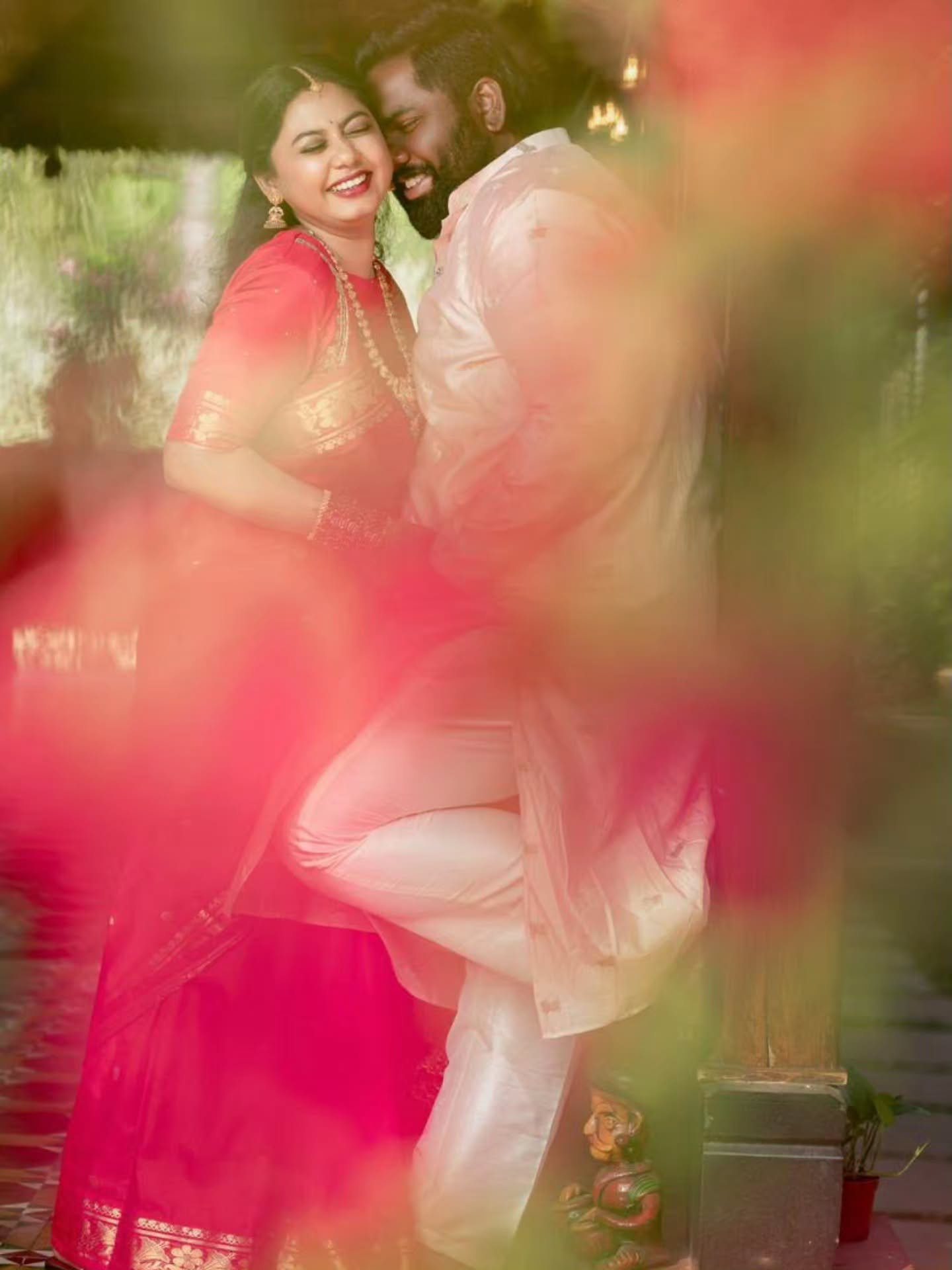 Viva Harsha Cute Photos with his Wife on Dasara