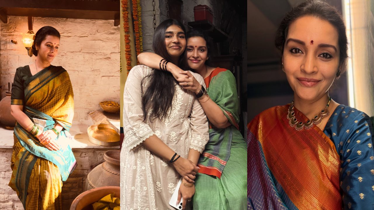 Renu Desai : సింపుల్ చీరకట్టులో రేణు దేశాయ్.. సినిమా సెట్స్ నుంచి కూతురు ఆద్యతో ఫొటోలు..