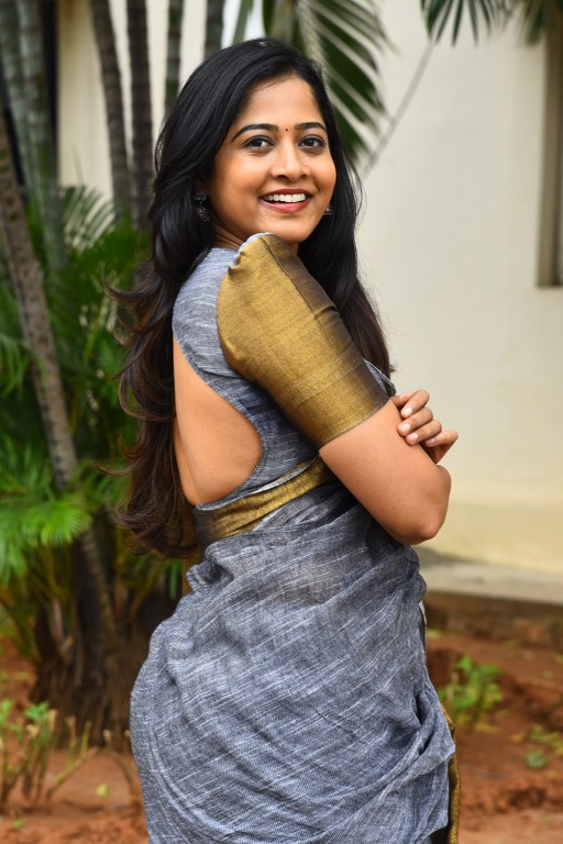 Shravani Reddy Stunning Looks in Saree at Rudravanam PS
