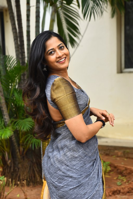 Shravani Reddy Stunning Looks in Saree at Rudravanam PS