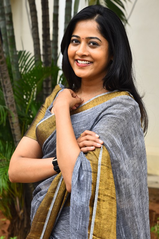 Shravani Reddy Stunning Looks in Saree at Rudravanam PS