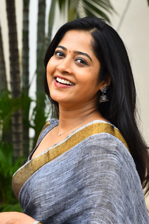 Shravani Reddy Stunning Looks in Saree at Rudravanam PS
