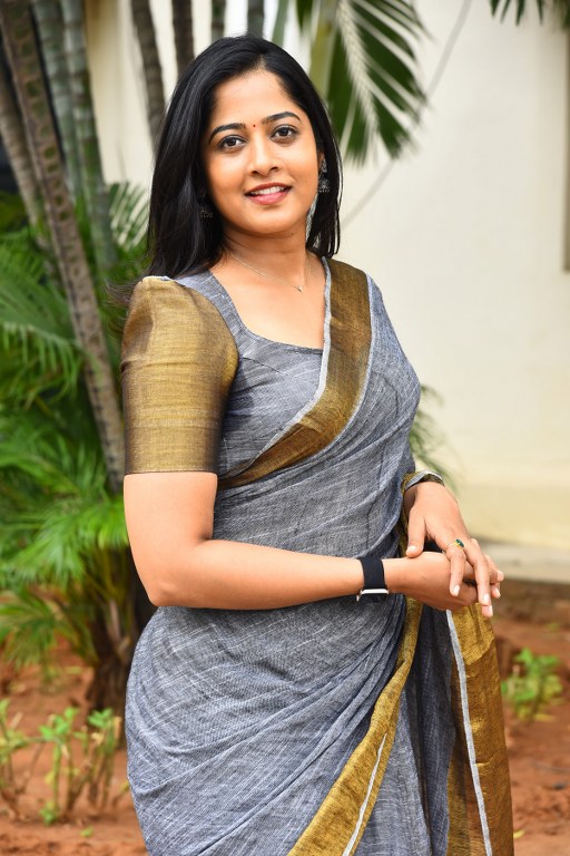 Shravani Reddy Stunning Looks in Saree at Rudravanam PS